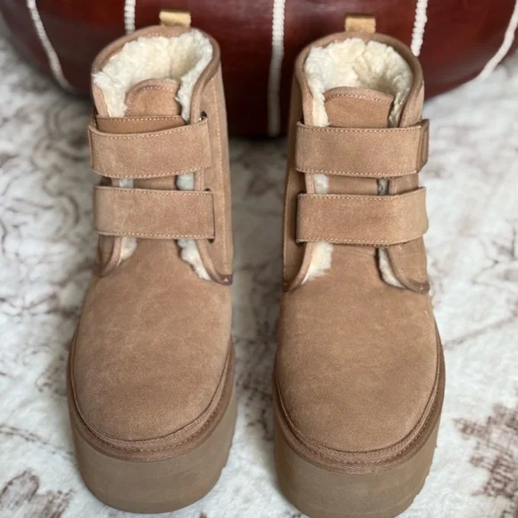 UGG Tan Suede Platform Ankle Boots - Picture 6 of 9